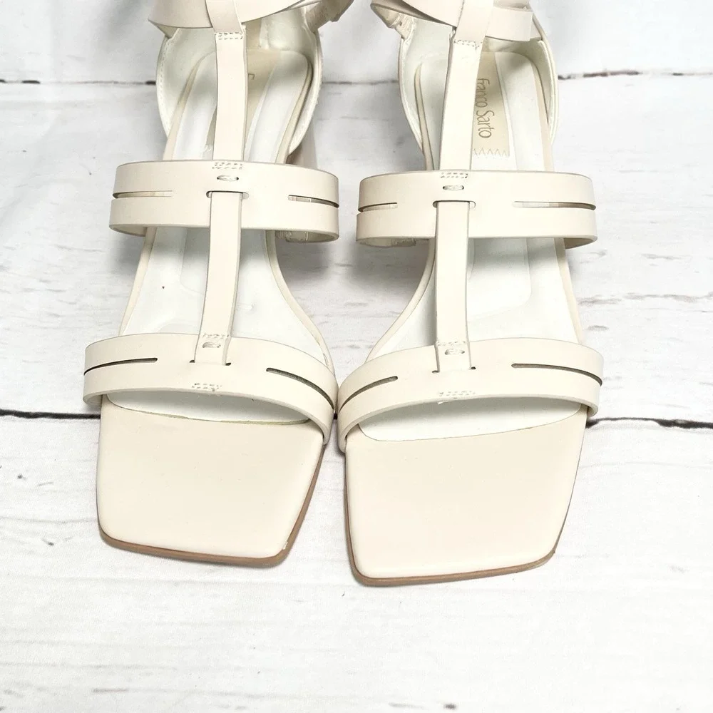 Franco Sarto Korie Shoes Women's 9.5M Beige Leather Ankle Strap Strappy New